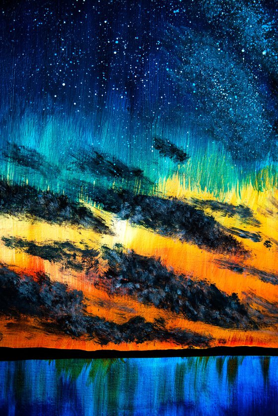 Colorful sunset glow above the sea