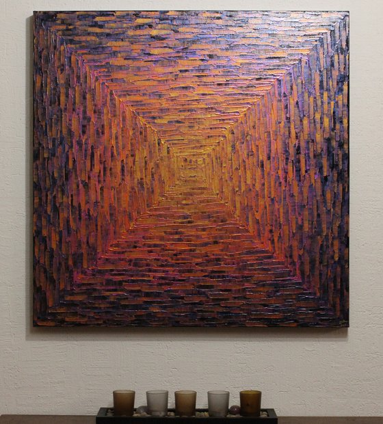 Large gold orange pink square gradient