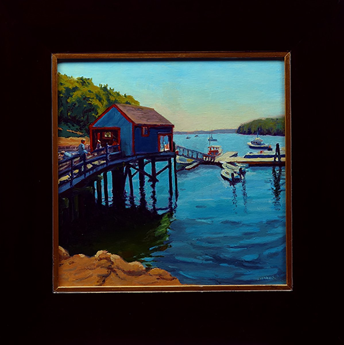 Impressionistic Landscape Oil Painting By Daniel Brian Fishback, 18 X 18, Rockport Maine Harbor, Original Artwork