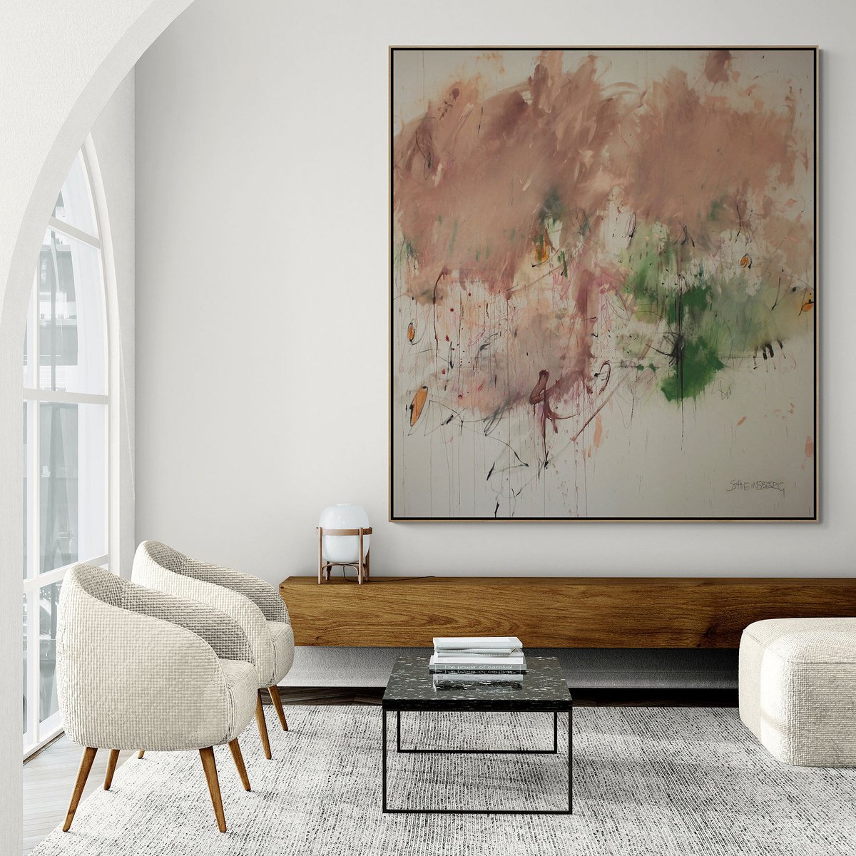 Abstract Painting By Daniela Schweinsberg, 71 X 79, Soft Bloom, Sharp Armor, Original Artwork