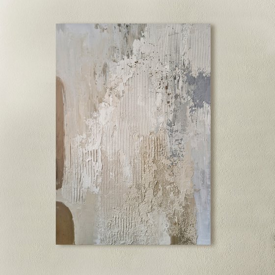 "Fjord 4" Blue brown cream abstract art
