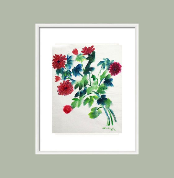 Red Chrysanthemums Chinese art