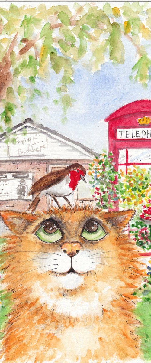 Kitty Cat and Red Phone Box by MARJANSART