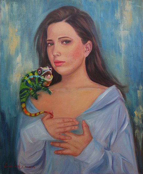 Girl with iguana portrait  "My inner self" by Jane Lantsman