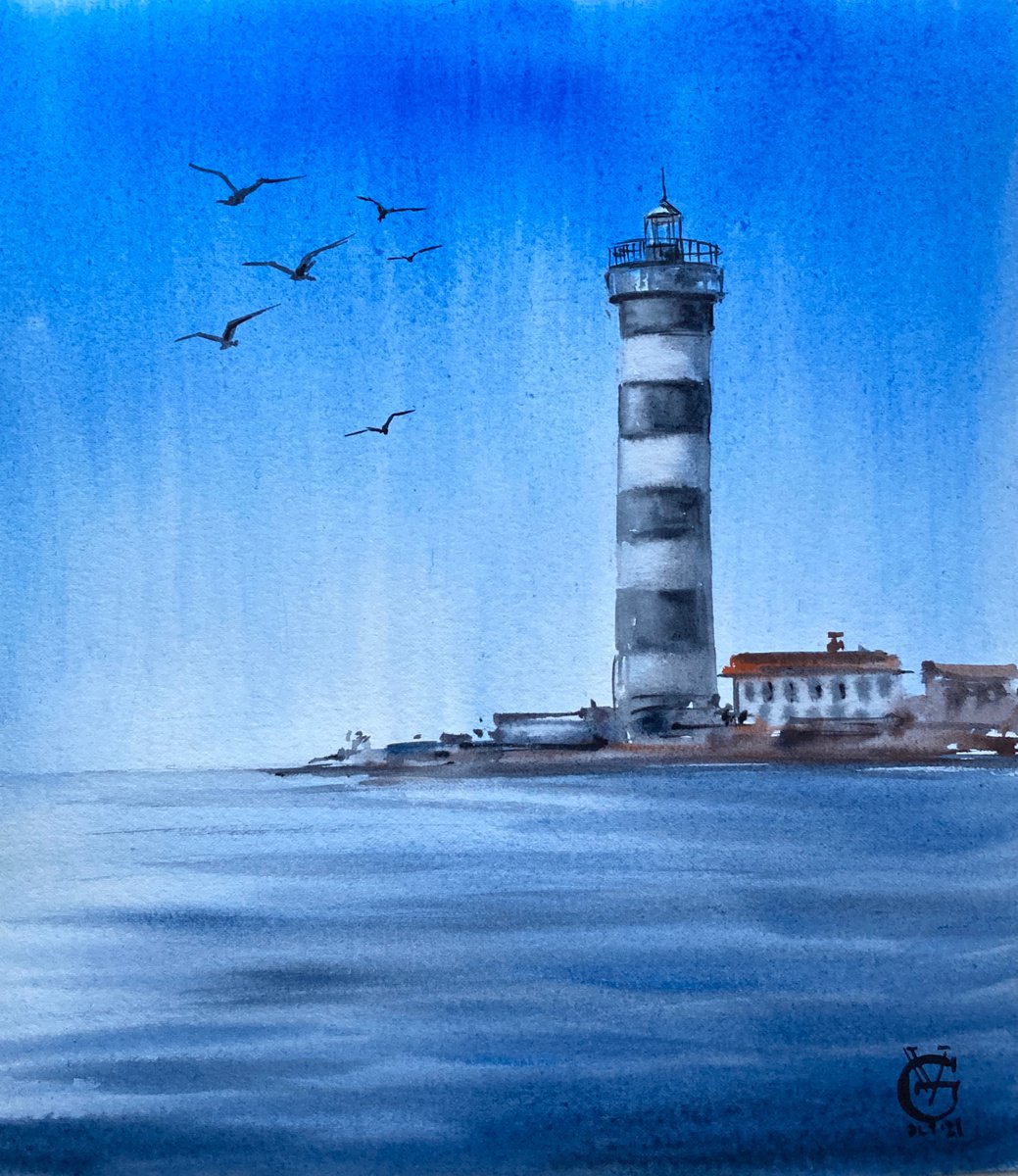 Light Blue Lighthouse by Valeria Golovenkina