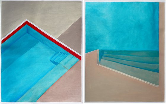 Swimming pool Abstract geometric SP2,3 Diptych