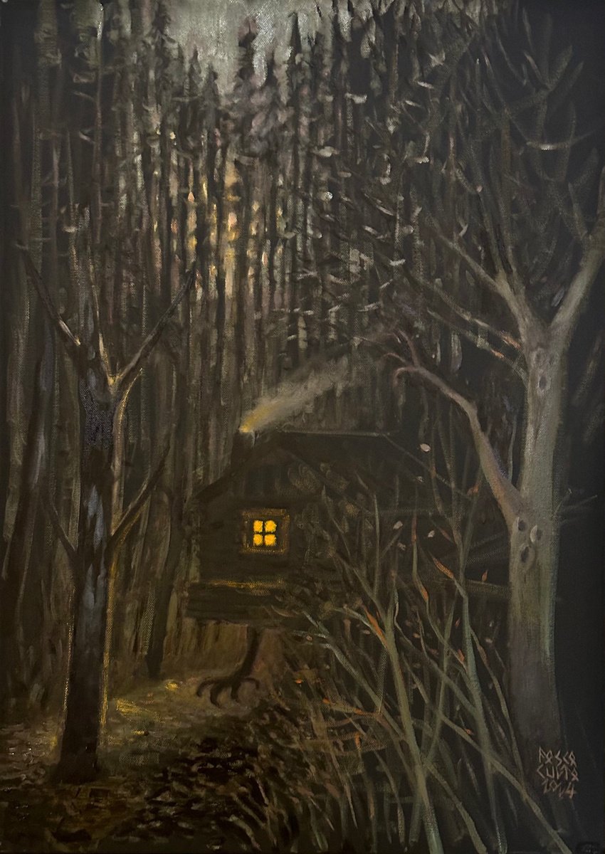 Impressionistic Landscape Oil Painting By Fosco Culto, 20 X 28, Baba Yaga, Original Artwork