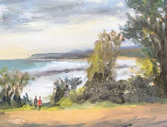 Trees at Pegwell Bay - plein air oil painting