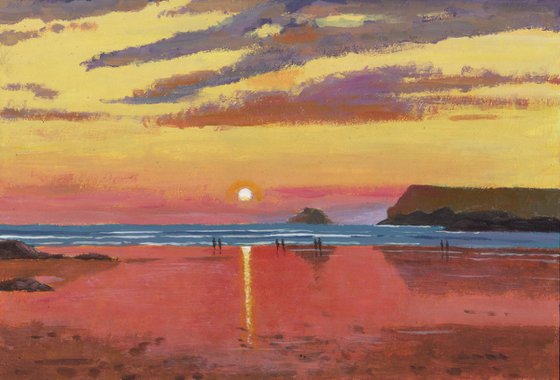 "Sunset, Polzeath beach"