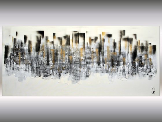 Golden Skyline  - Abstract Art - Acrylic Painting - Canvas Art - Abstract Painting - Industrial Art - Statement Painting