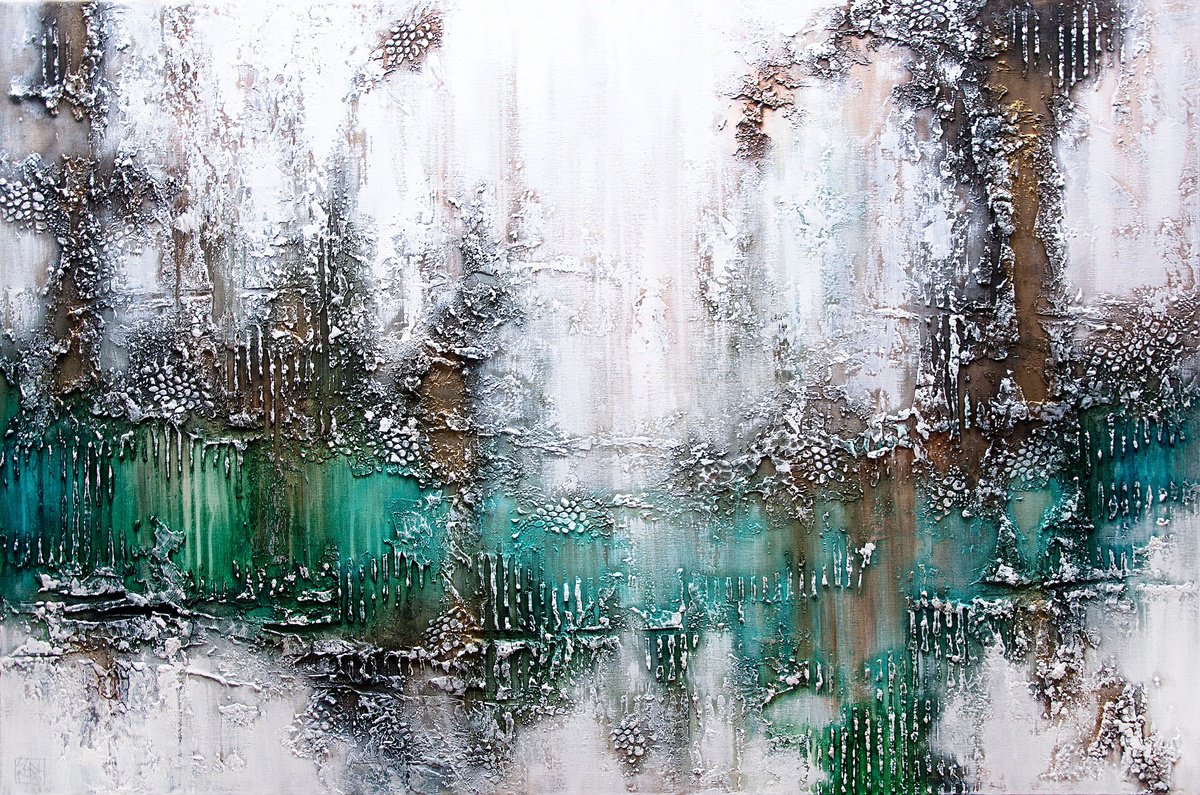 Organic Abstract Acrylic Painting By Jakub Jecminek, 59 X 39, Composition 7037, Original Artwork