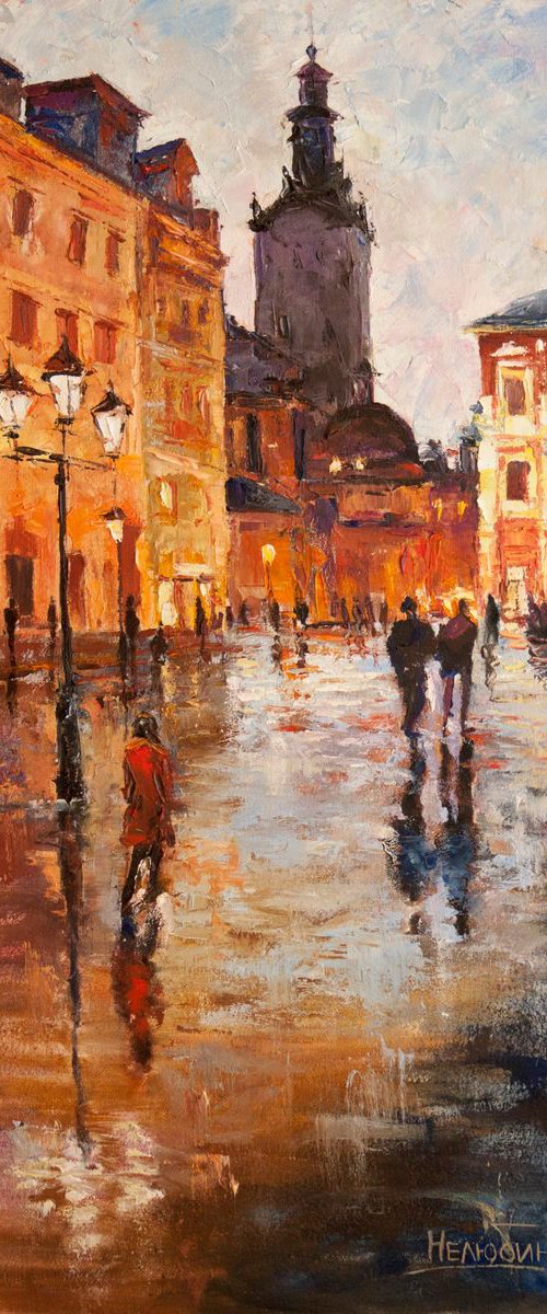 Evening in the old town by Aleksandr Neliubin