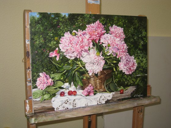 Garden Peonies Painting