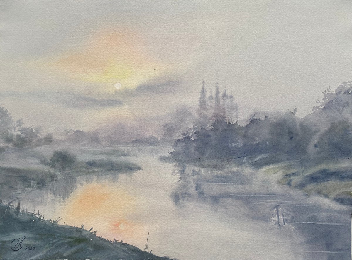 Fog over the river. by Alla Semenova