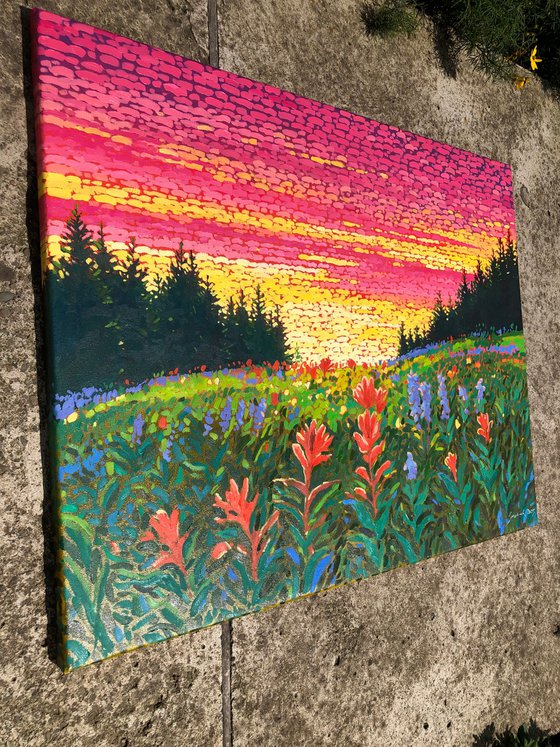Sunset in mountains