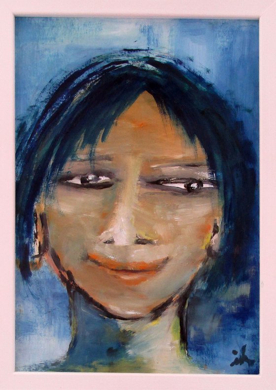 Female Face, oil on cardboard, 20 x 30 cm, framed