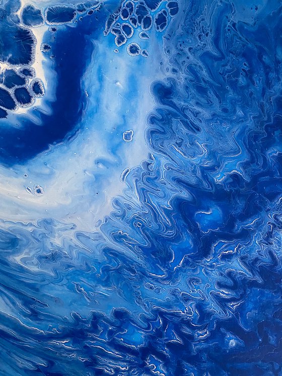 "I Got The Blues" - Save As A Series - Original PMS Abstract Diptych Fluid Acrylic Paintings On Canvas - 32" x 20"