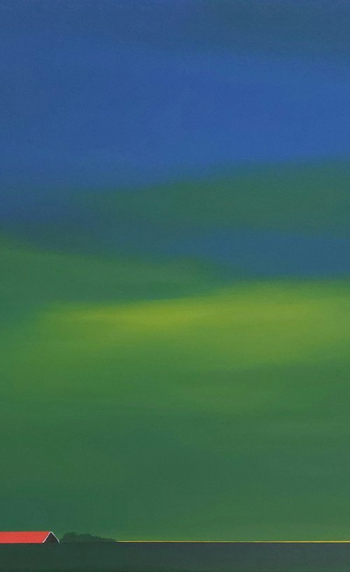 Red Roofs, Northern Lights by Nelly van Nieuwenhuijzen