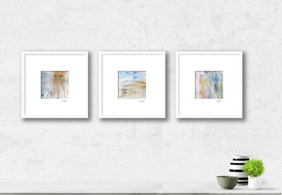 Abstract Secrets Collection 9 - 3 Abstract Paintings in mats by Kathy Morton Stanion