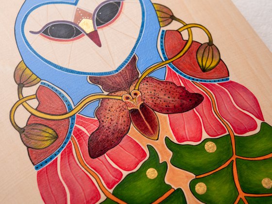 Botanical Series: Orchid Owl Painting