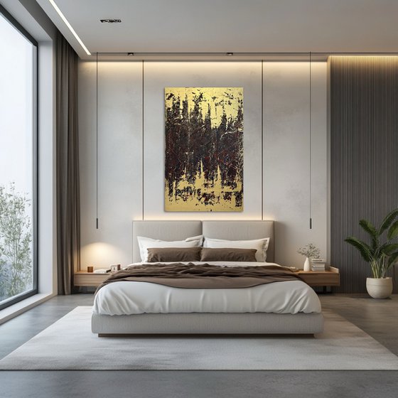 Greengold on grey 70x110x2 cm