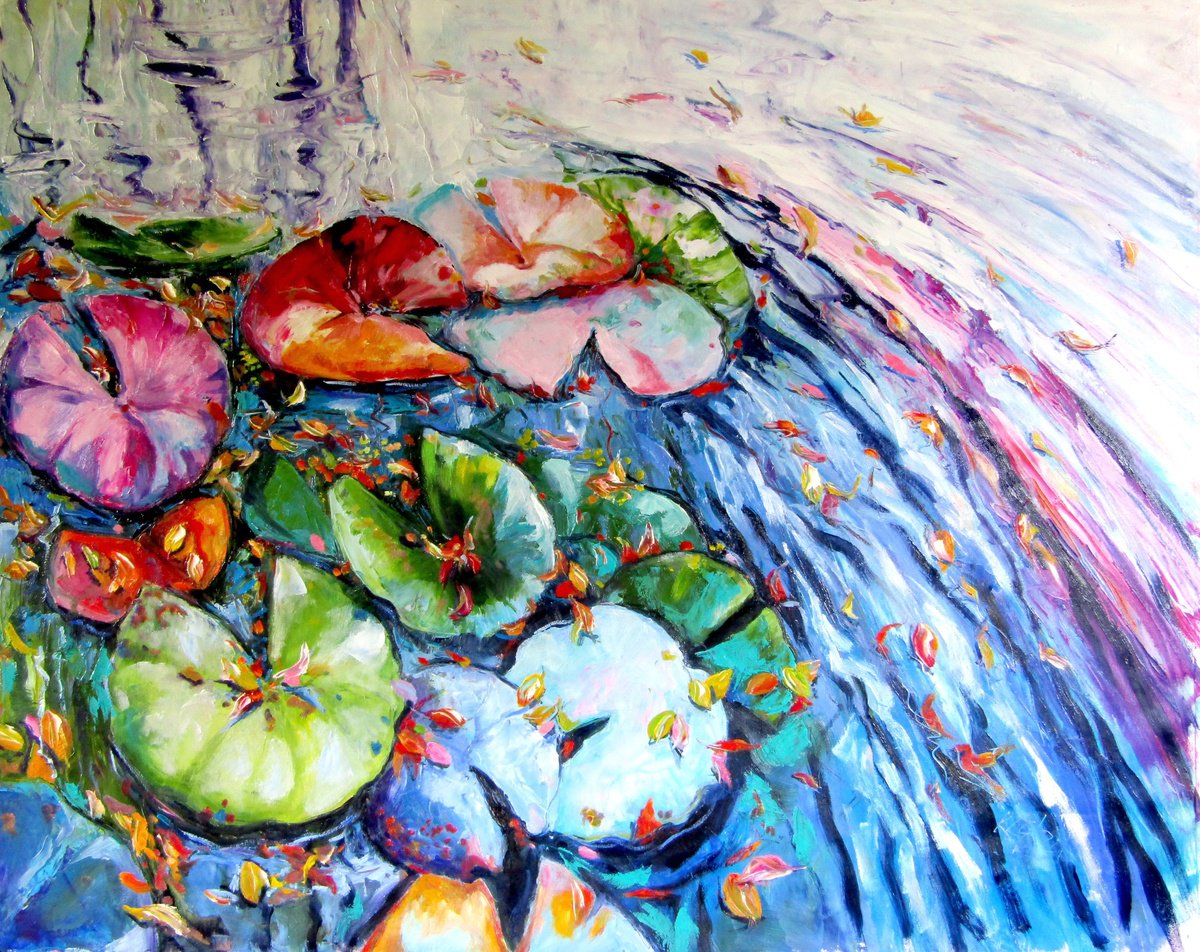 Autumn With Water Lilies By Kovacs Anna Brigitta, 49 X 39, Artwork For Sale On Artfinder