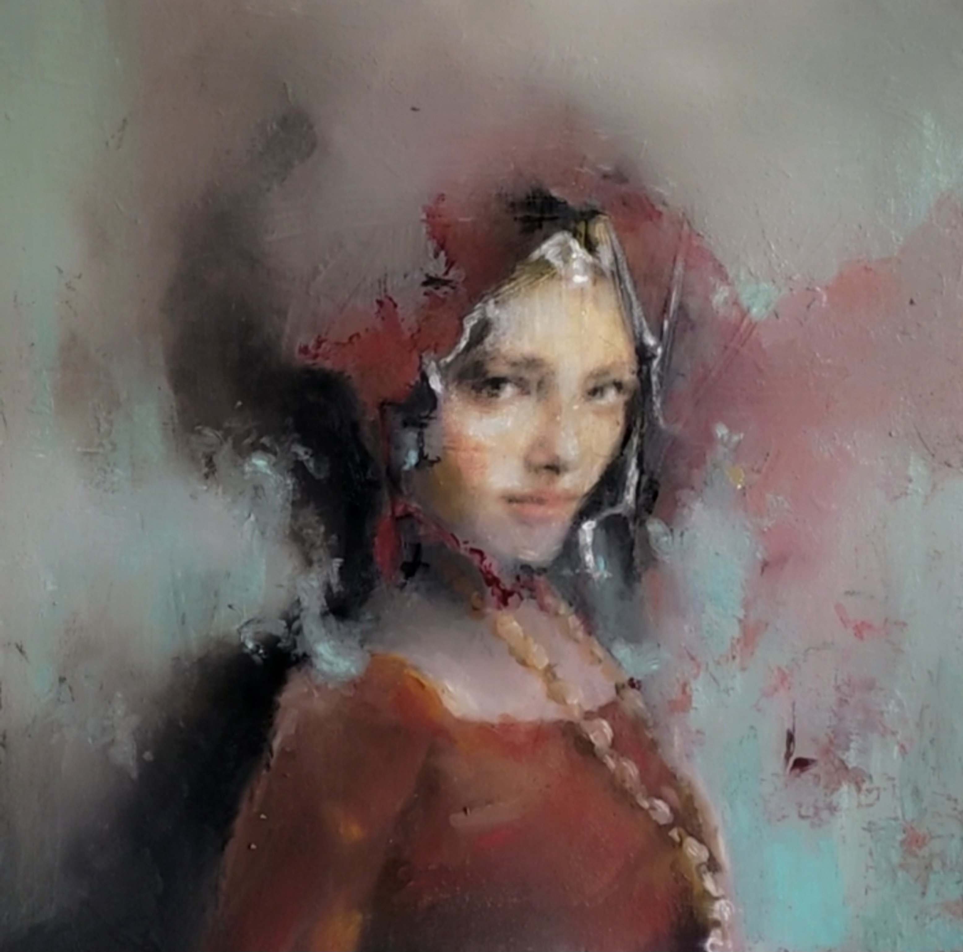 Impressionistic Portrait Oil Painting By Yuliia Kyrsanova, 20 X 20", Dear Destiny, Original Artwork