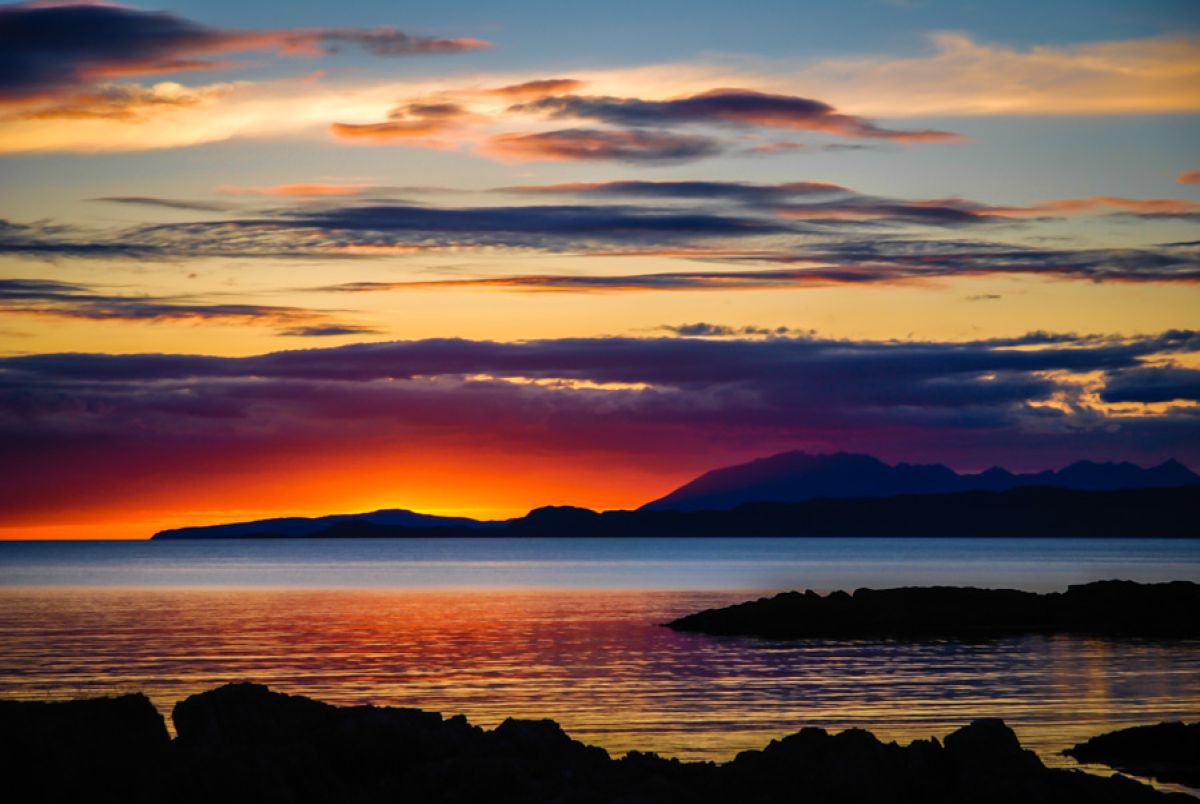 Photorealistic Landscape Photograph By Northlight Harbour, 17 X 12", Sunset Over Skye A3, Original Artwork