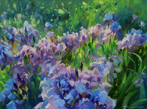 Irises in the garden by Ruslan Kiprych