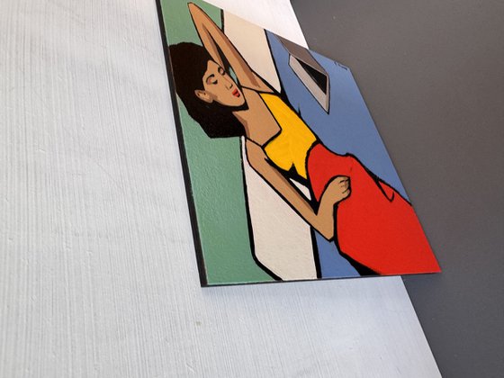 Woman with Laptop Small Original Painting