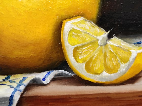 Lemon on cloth still life