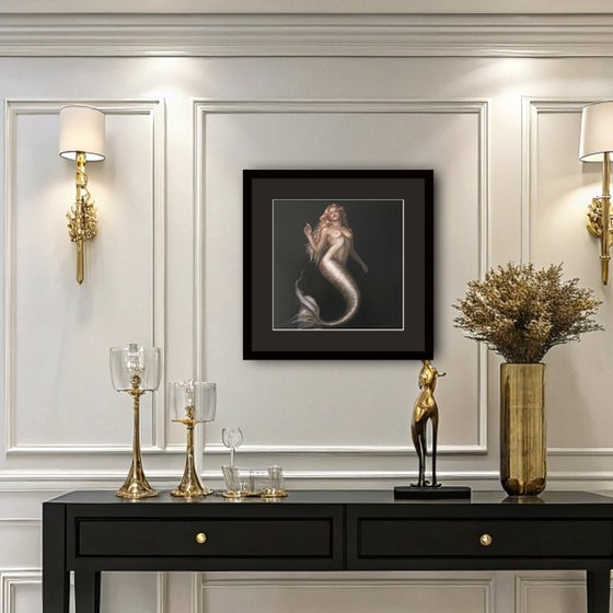 Perla Marina, mermaid oil painting