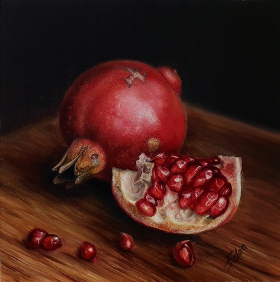 Pomegranate On Wood