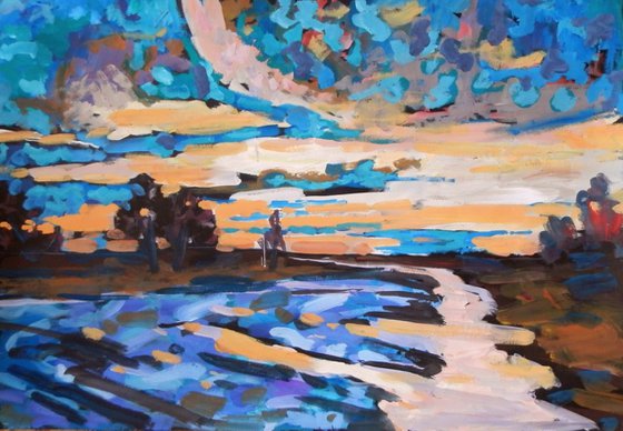 Sunset. Spring is coming 70x100 cm