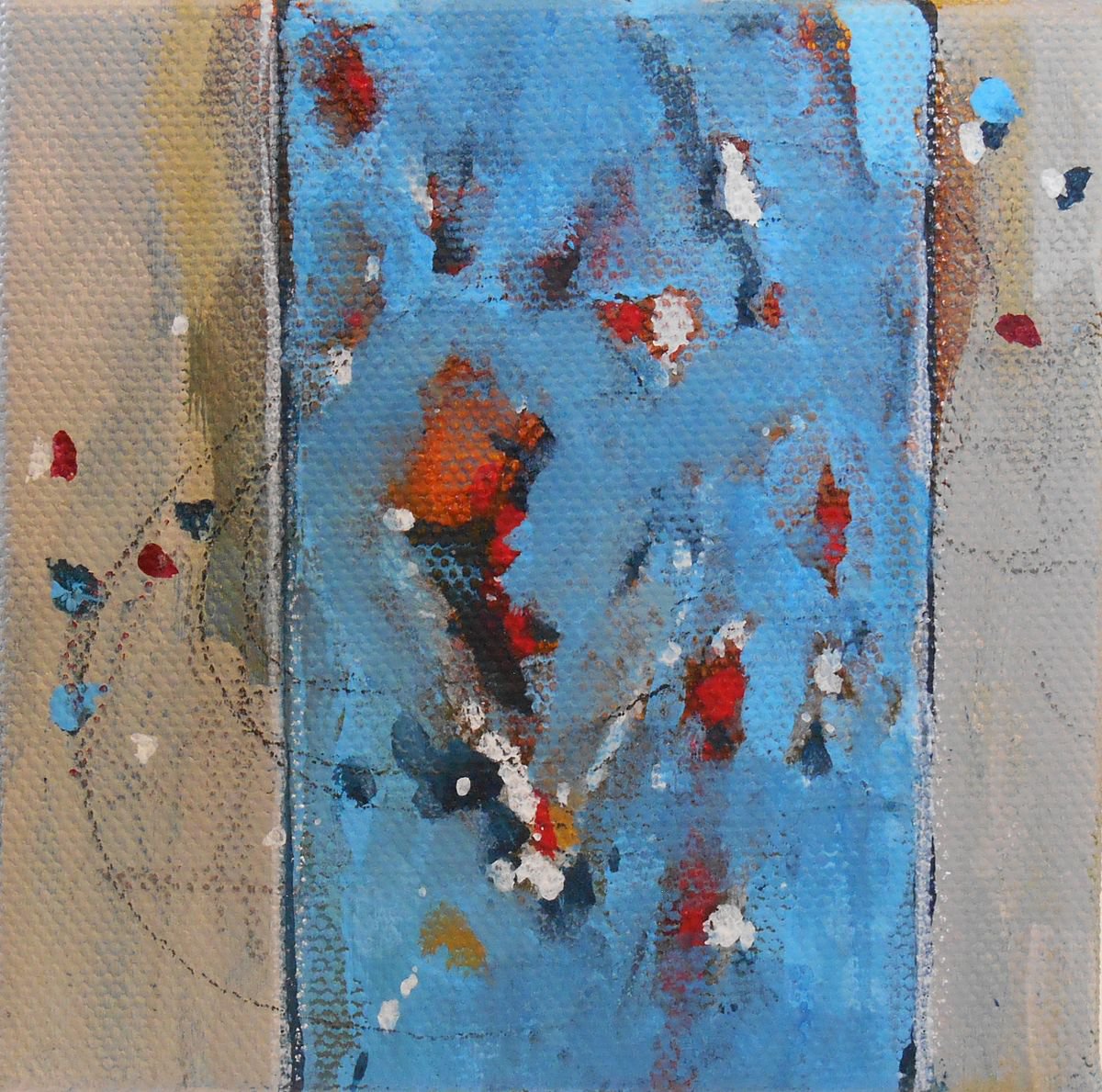 Alive - Abstract Art - 4 x 4 IN / 10 x 10 CM - Mini Abstract Oil Painting on Canvas, Ready... by Cynthia Ligeros