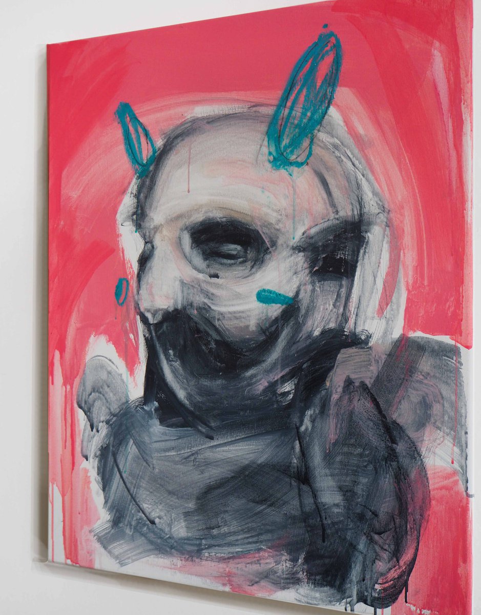 Expressive Portrait Acrylic Painting By Cynthia Gregorova, 24 X 30, Listening (The Shapes), Original Artwork