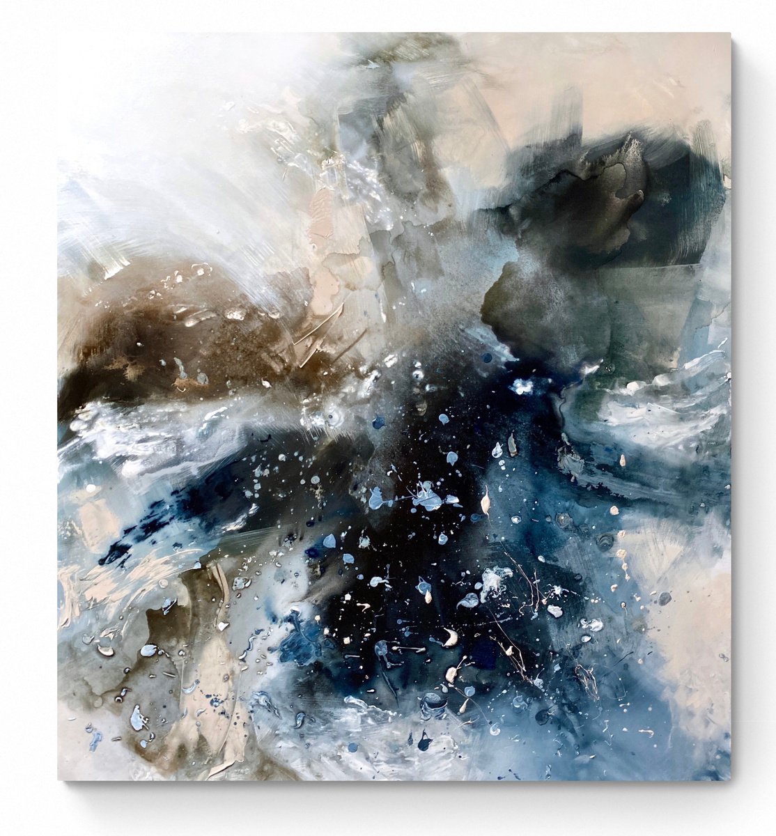 Abstract Acrylic Painting By Cristina Dalla Valentina, 35 X 39, The Sea Inside Me, Original Artwork