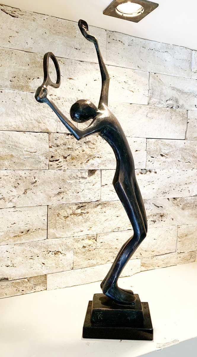 Expressive Sculpture , Tennis Player By Toth Kristof, 4 X 22, Artwork For Sale On Artfinder