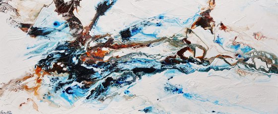 Oxide Midnight 240cm x 100cm Blue Brown White Abstract Art (Hold For Jeanne/Sean))