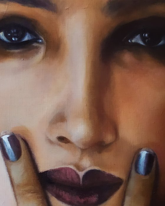 Fingers on lip