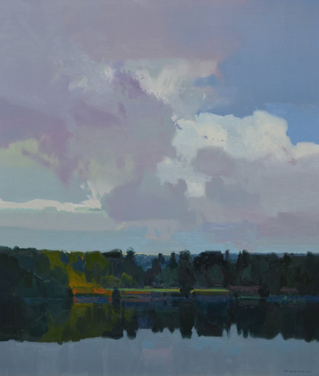 Sky Over The Lake By Vytautas Laisonas, 24 X 28, Artwork For Sale On Artfinder