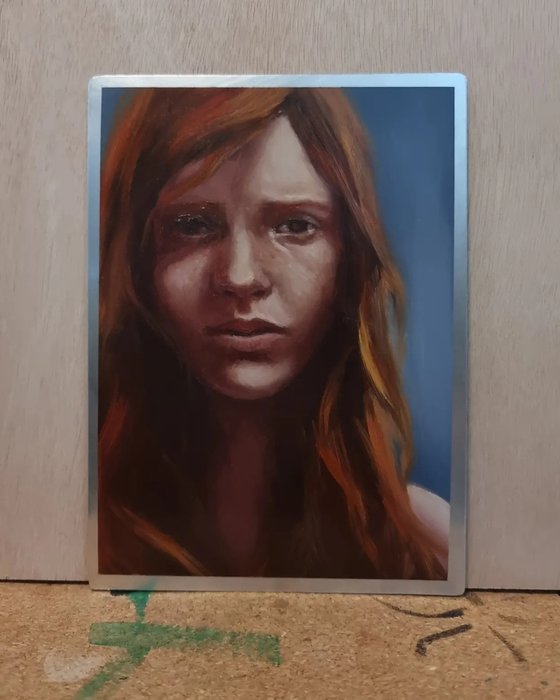 Oil portrait of a young red haired woman 0623-001