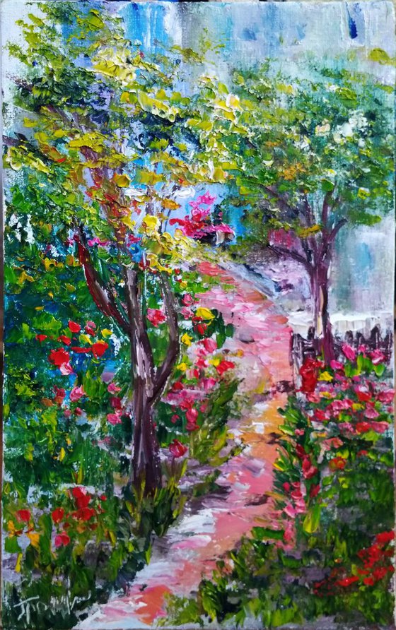 A trail in the garden of a country house Plein Air Painting