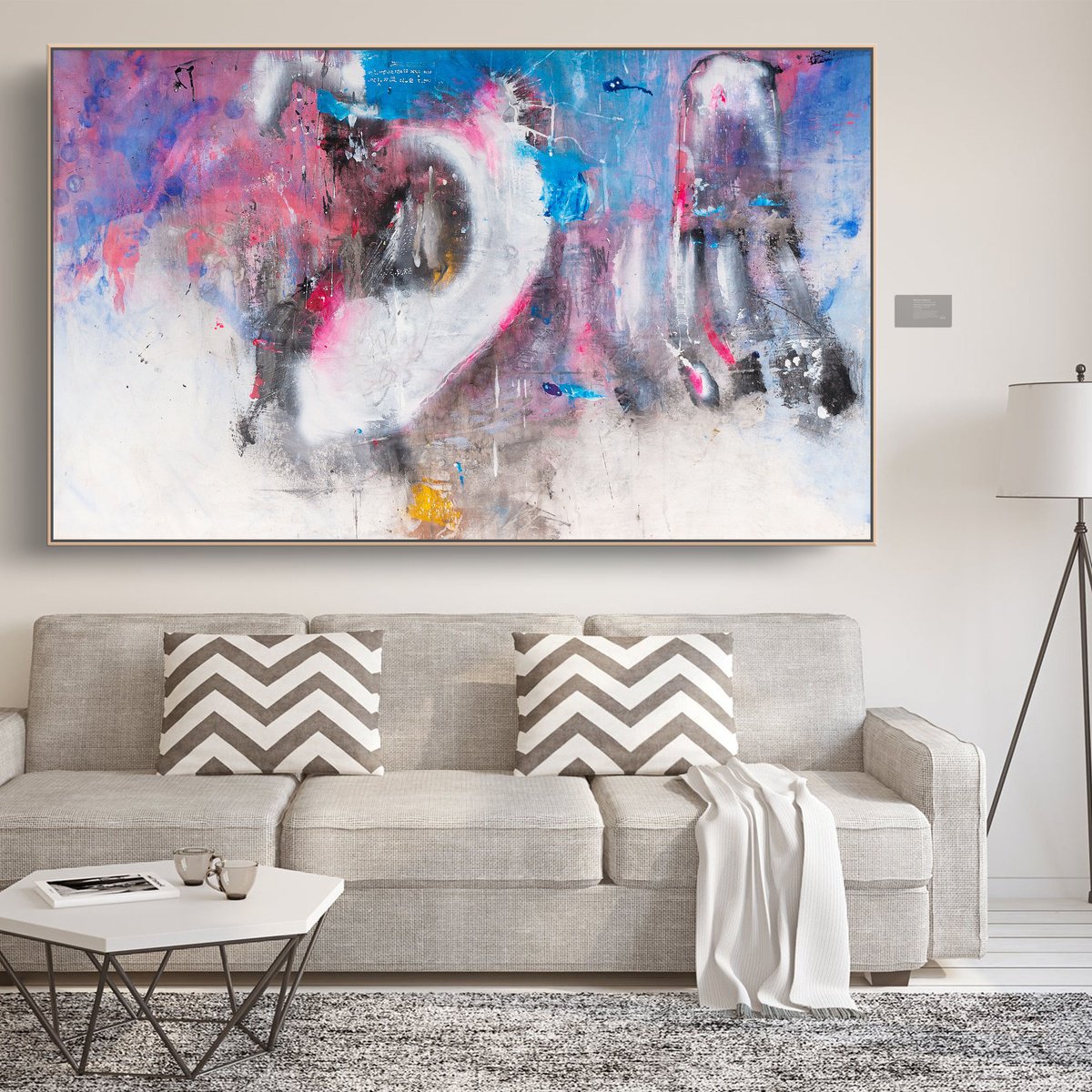 Organic Abstract Acrylic Painting By Adriano Ribeiro, 63 X 37, Substrata Xm, Original Artwork