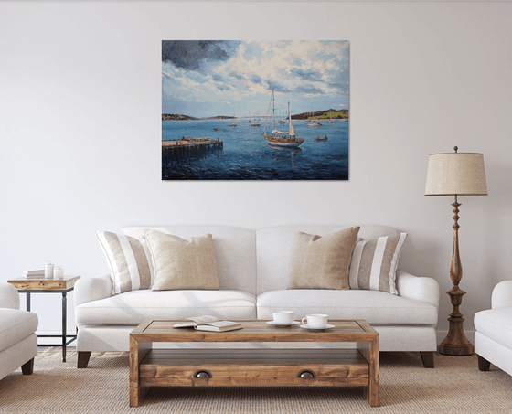 Morning sun on the Lunenburg bay (36x48x1.5")
