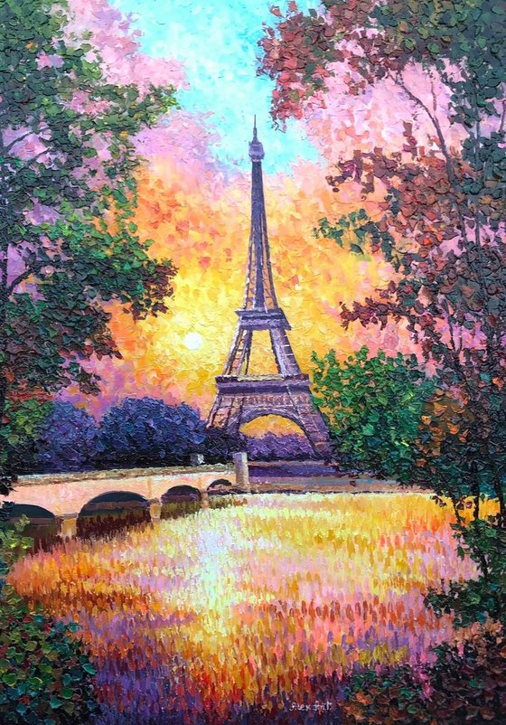 "Paris Dream" 50"x 36" Original Painting Alexander Antanenka