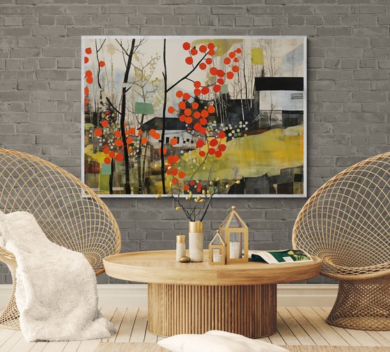 Red viburnum on a green glade #2