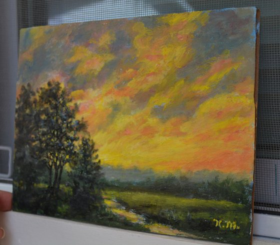 Fire in the Sky - 6X8 oil (SOLD)