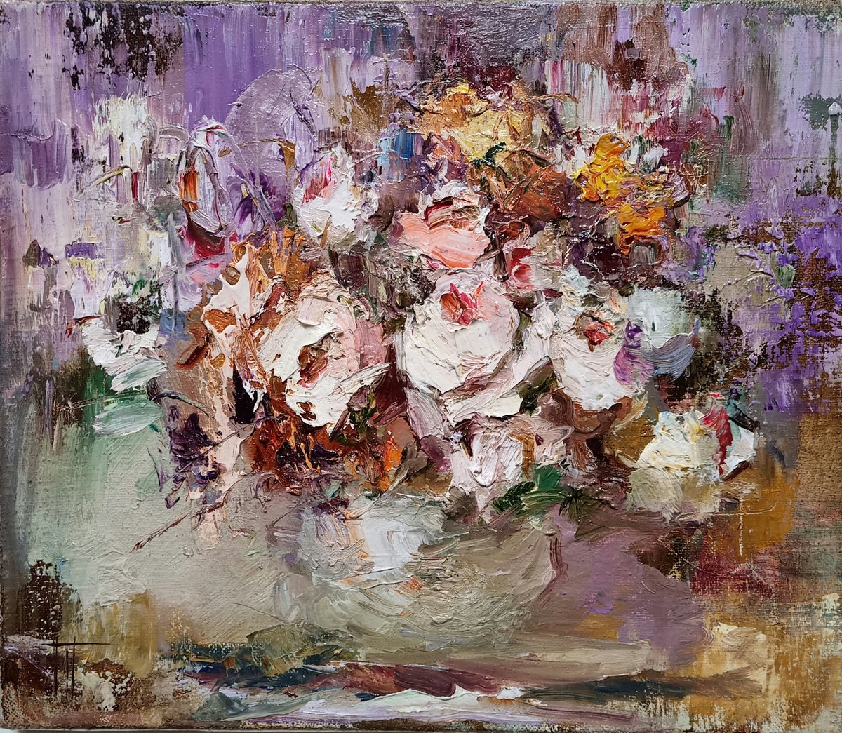 Impressionistic Botanical Oil Painting By Hennadii Penskyi, 14 X 12, Con Amore..., Original Artwork