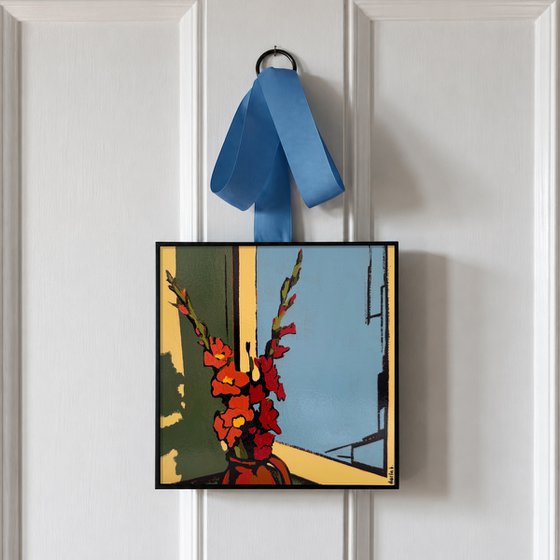Red Gladiolus Small Original Painting